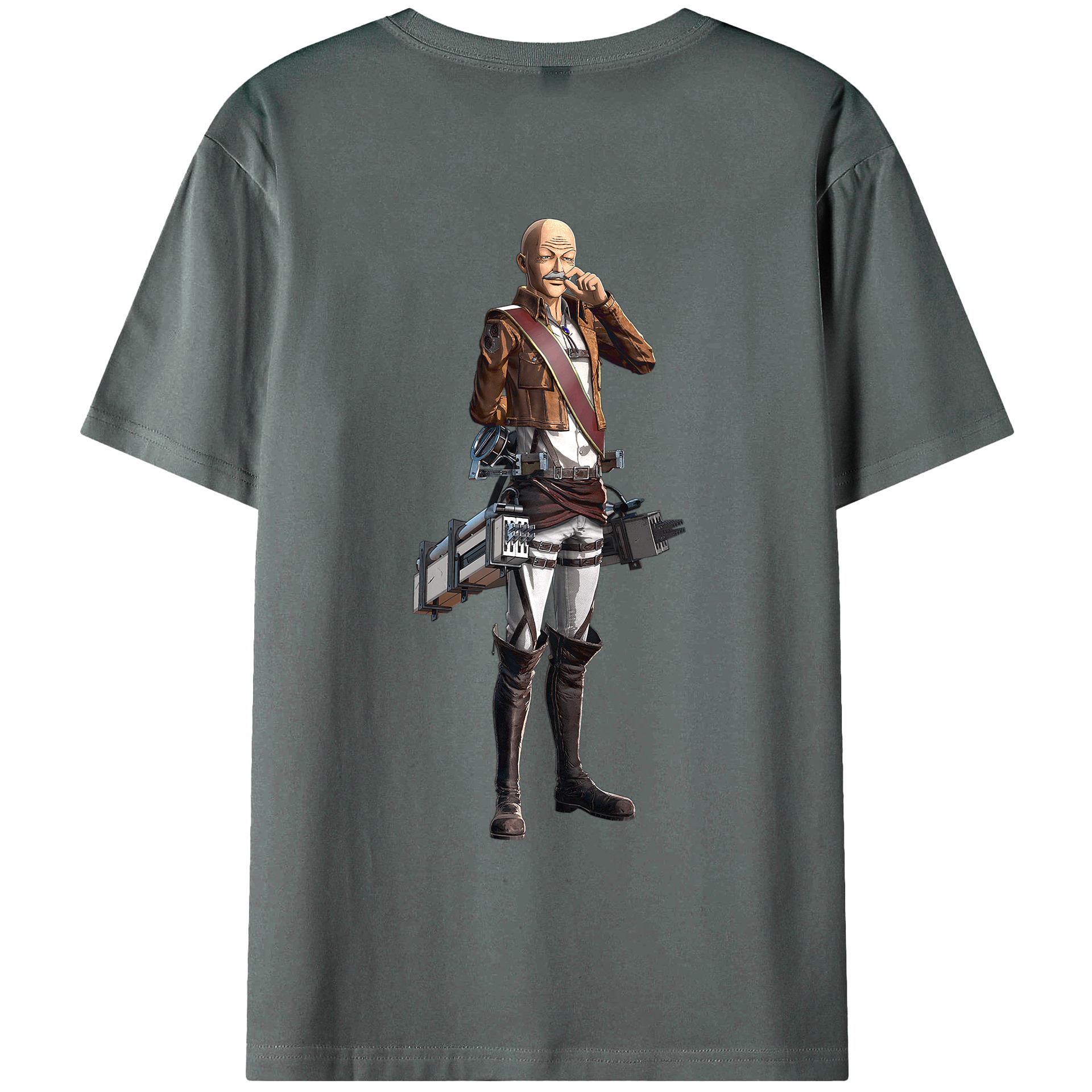 （画像用） 進撃の巨人 ドット·ピクシス Attack on Titan Dot Pixis 綿100％ メンズ半袖Tシャツ（バックプリント） 通気性